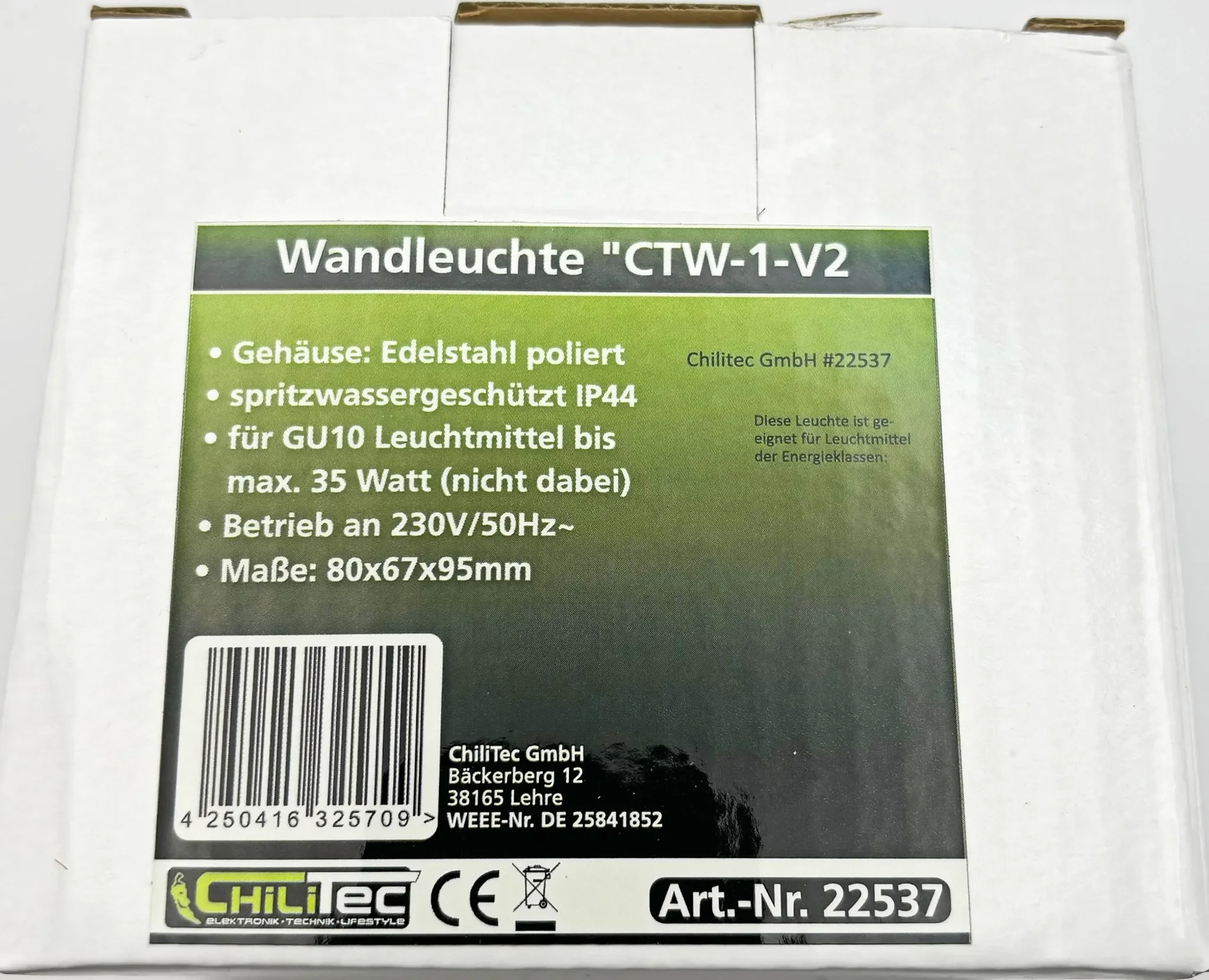 Außen-Wandleuchte Edelstahl poliert – GU10, IP44